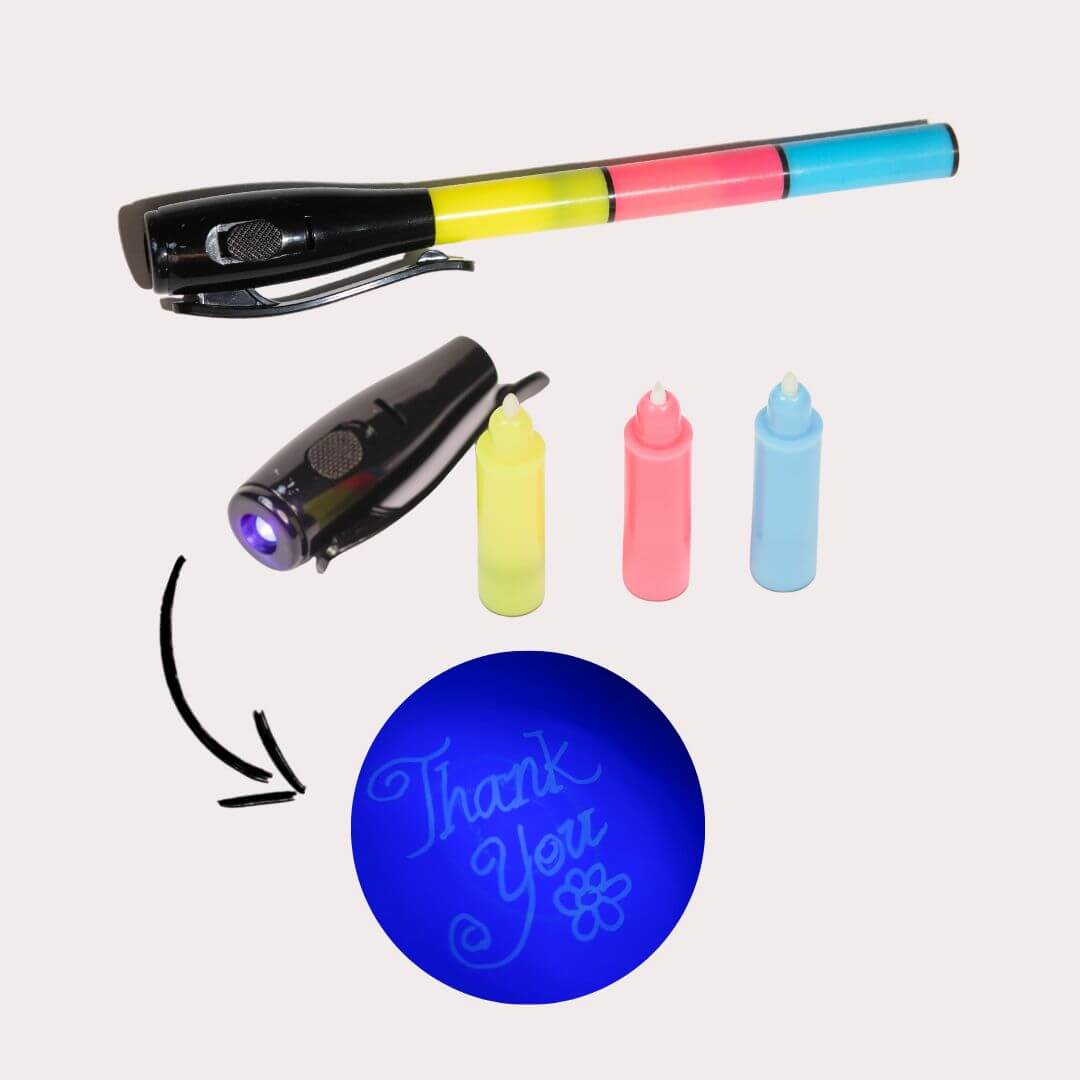3 Color Invisible Pen with UV Light